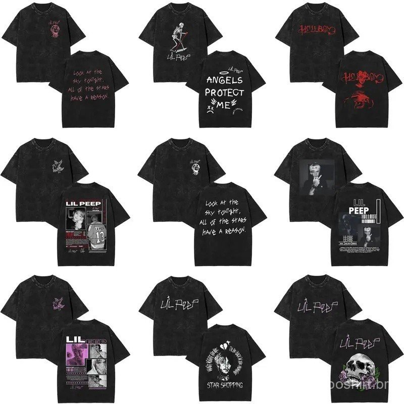 Rapper Lil Peep Vintage Washed T Shirts Men's Women Fashion Hip Hop Oversized Short Sleeve T-shirt High Quality Cotton T