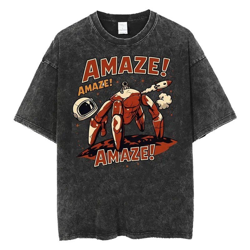 Funny Amaze Rocket Rocky Project Hail Mary T Shirt Men Women Fashion Short Sleeve T-shirts Vintage Washed Oversized T-sh