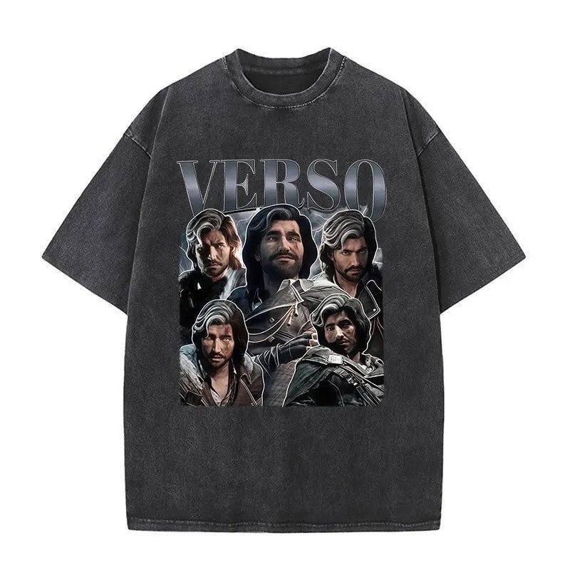 Game Clair Obscur Expedition 33 Verso Washed T Shirts Men's Clothing Fashion Vintage Oversized Short Sleeve T-shirts Str