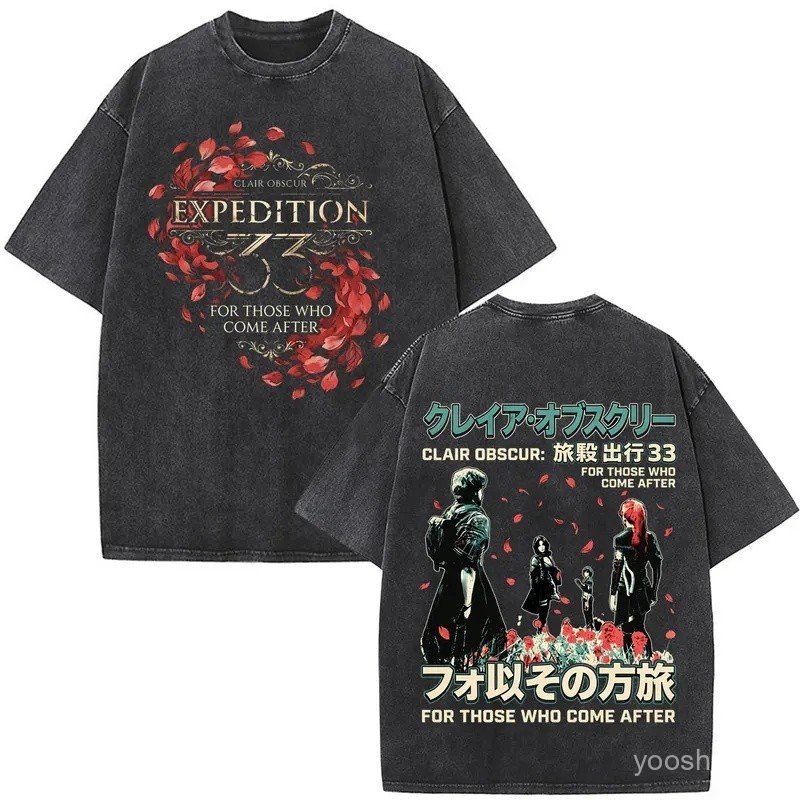 Game Clair Obscur Expedition 33 for Those Who Come After Vintage Washed T Shirt Men Women Fashion Oversized Short Sleeve