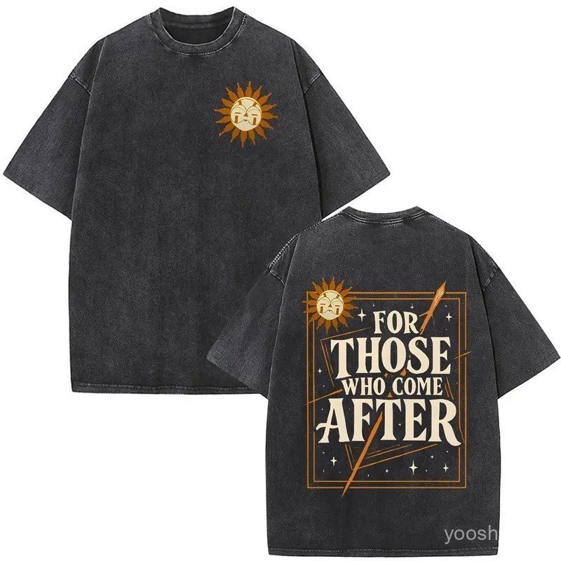 Vintage Washed Game Esquie Clair Obscur Expedition 33 For Those Who Come After T Shirts Men Women Oversized Short Sleeve