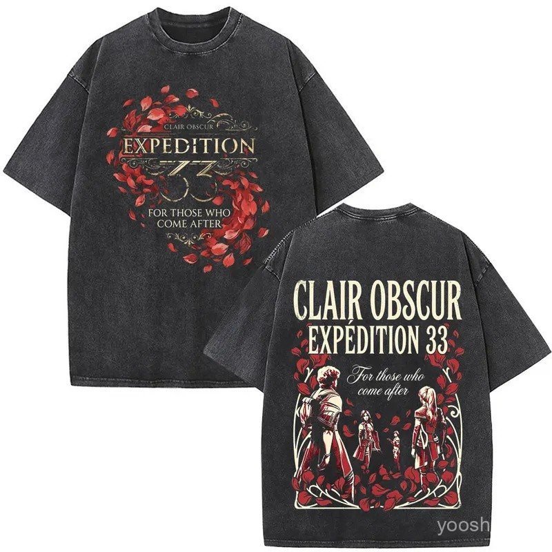 Clair Obscur Expedition 33 for Those Who Come After Vintage Washed T Shirt Men Women Fashion Oversized Short Sleeve T-sh