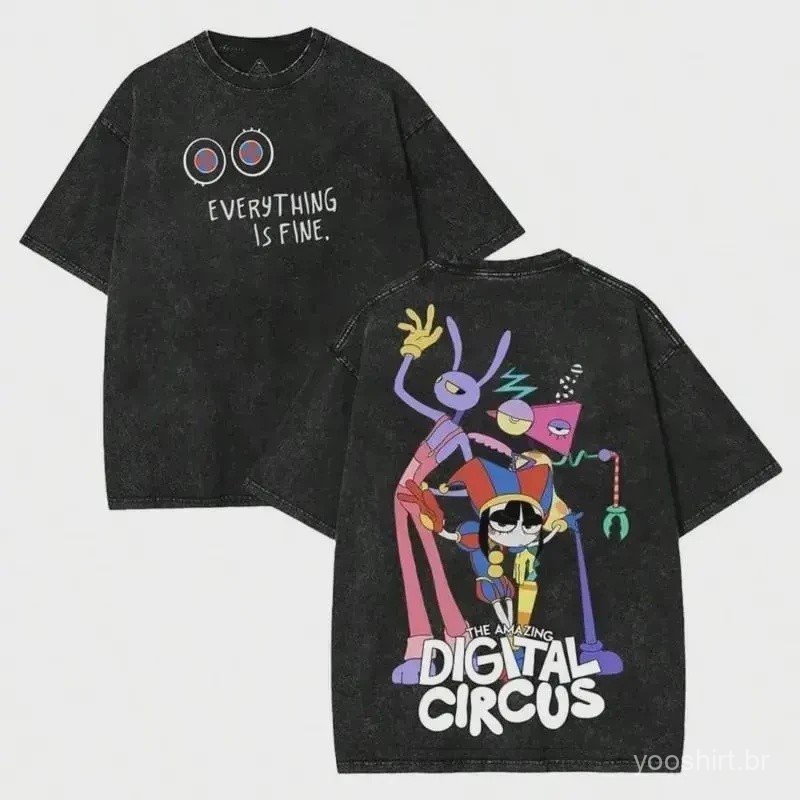 The Amazing Digital Circus Jax Washed T-shirt Men Women Summer 100 Cotton Clothing Cartoon Oversized Short Sleeve Top St
