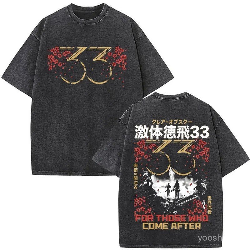 Game Clair Obscur Expedition 33 for Those Who Come After Washed T Shirt Men Women Fashion Vintage Oversized Short Sleeve