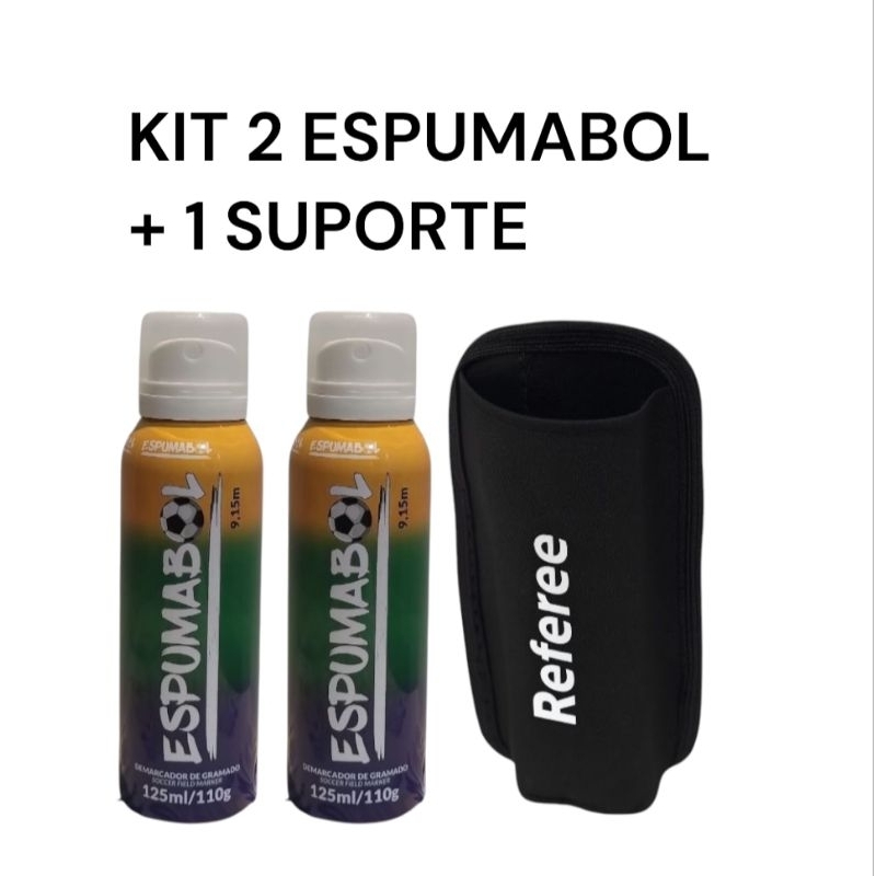 kit Spray Espuma de Arbitro Juiz Futebol 2 Espumabol + 1 Suporte Referee