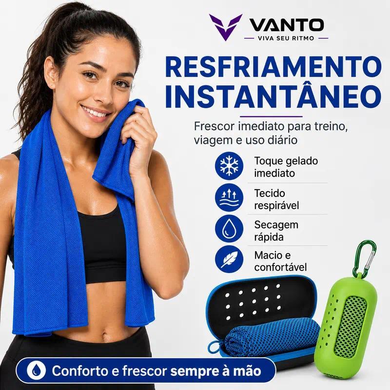 VANTO Sports Refreshing Towel 90x30cm Quick-Drying Gym Running Fitness Carrying Bag