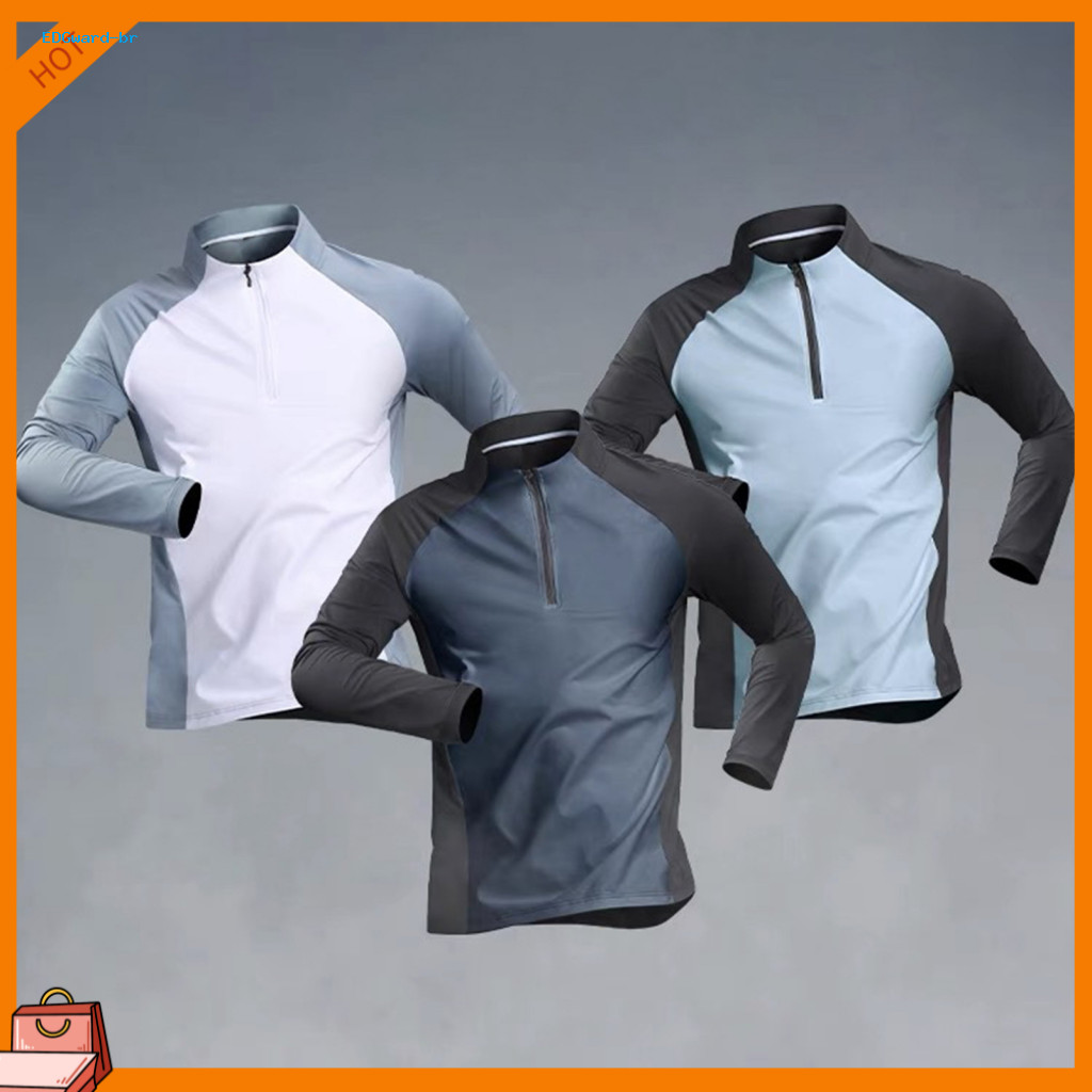 Quick-drying stand-up collar zipper long-sleeved half-zip track and field sportswear men's running fitness training clot