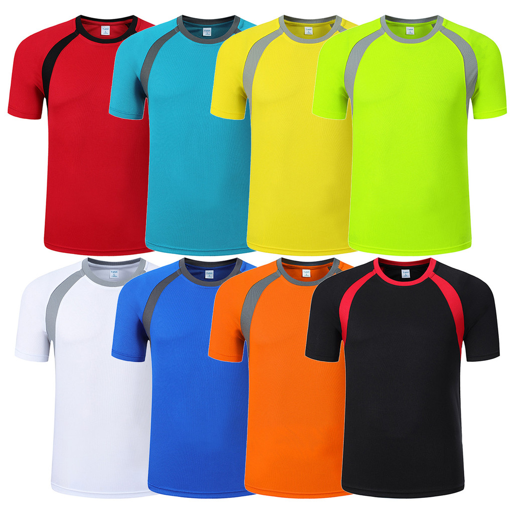 inhzoy Mens Color Block Quick-Drying Short Sleeve T-shirt Breathable Round Neck Sports Shirt