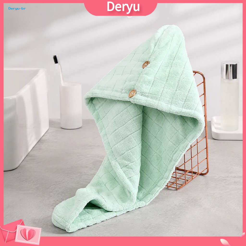 Fast Drying Hair Towel for Long Microfiber Wrap Coral Fleece with Button – Thick Quick-dry Super Absorbent for for Sou