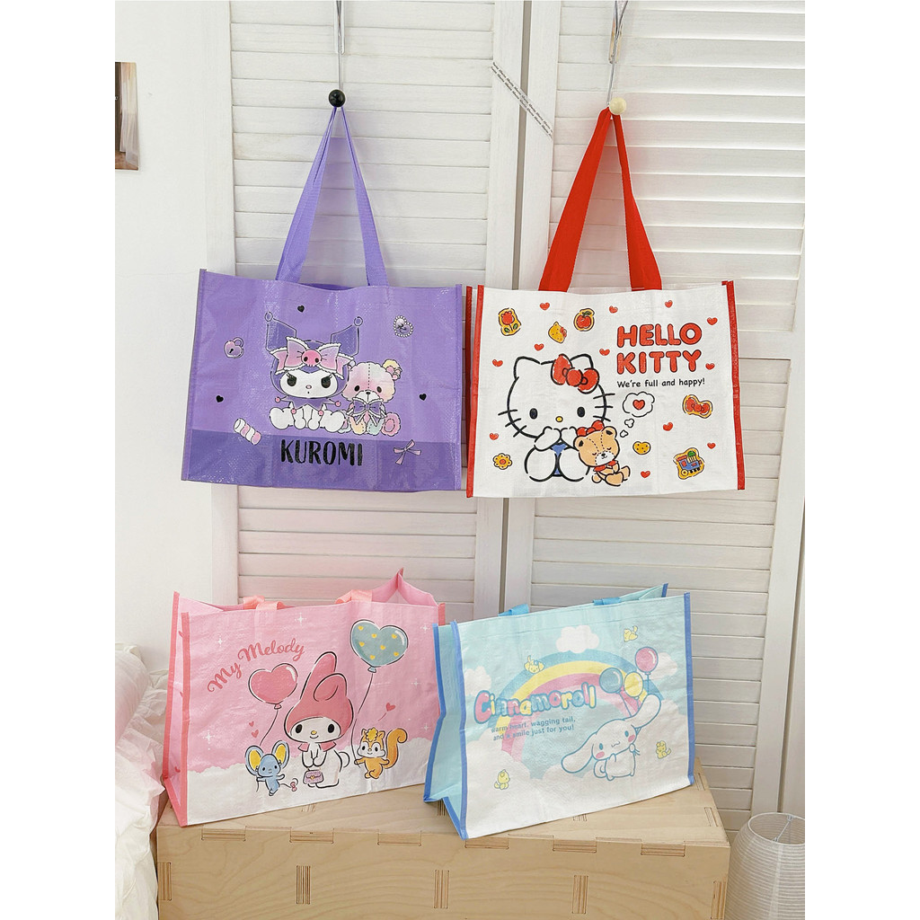 Sanrio genuíno Hello Kitty kt tecido saco de compras grande capacidade saco de armazenamento almoço portátil saco do men