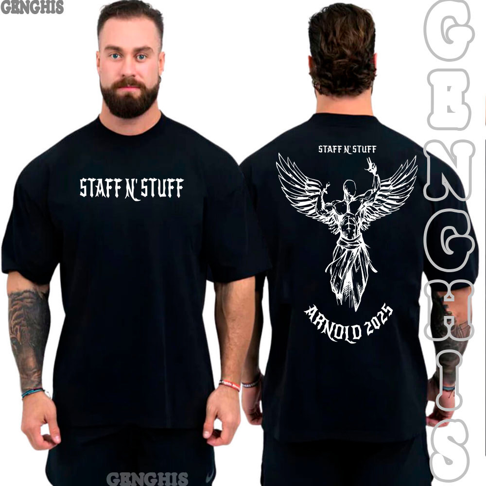 Camiseta Staff N´ Stuff Arnold Academia Maromba Camisa Basica e Oversized Plus Size Algodão