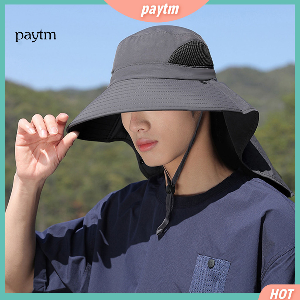 Wide Brim Hat for Mountaineering Sun Protection for Outdoor Sports Full Coverage for Men Women Fishing with Removable Ne