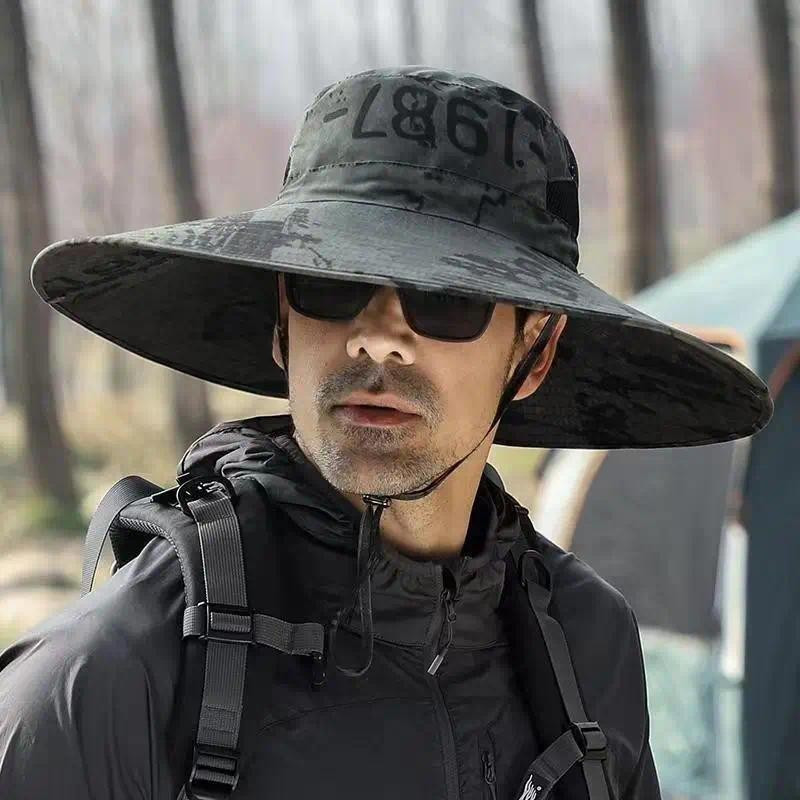 15CM Large Brimmed Hat for Men's Outdoor Sunshade and Sunscreen Hat, Summer Sun Hat, Fishing Mountaineering Fisherm