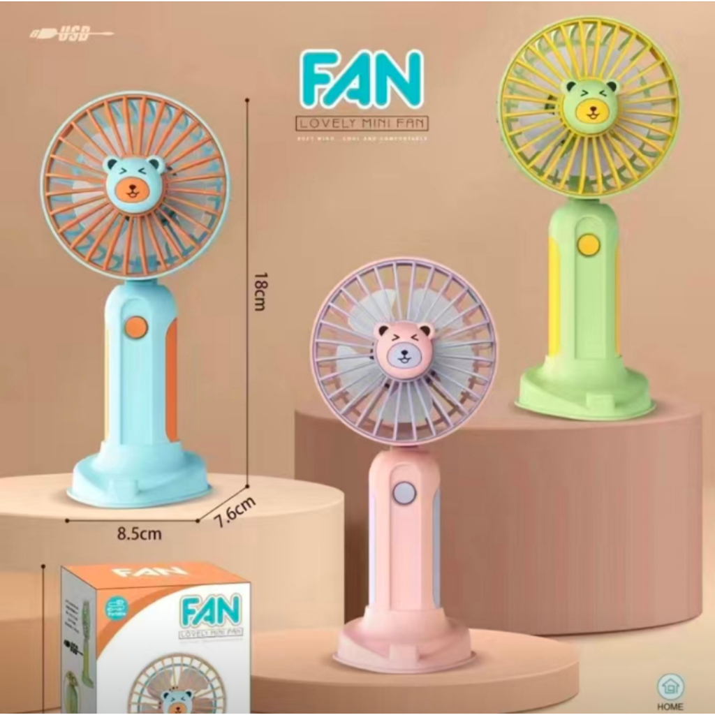 Kipas Angin Genggam Mini Portable USB Charge Motif Dan Warna Cute Kipas Genggam Mini Fan Cute Portable Import   CJ82-12