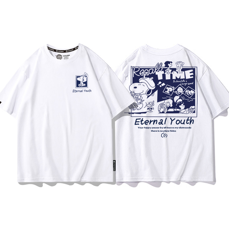 BR.Moonlight unissex oversized Camiseta Anime Estampada Snoopy 