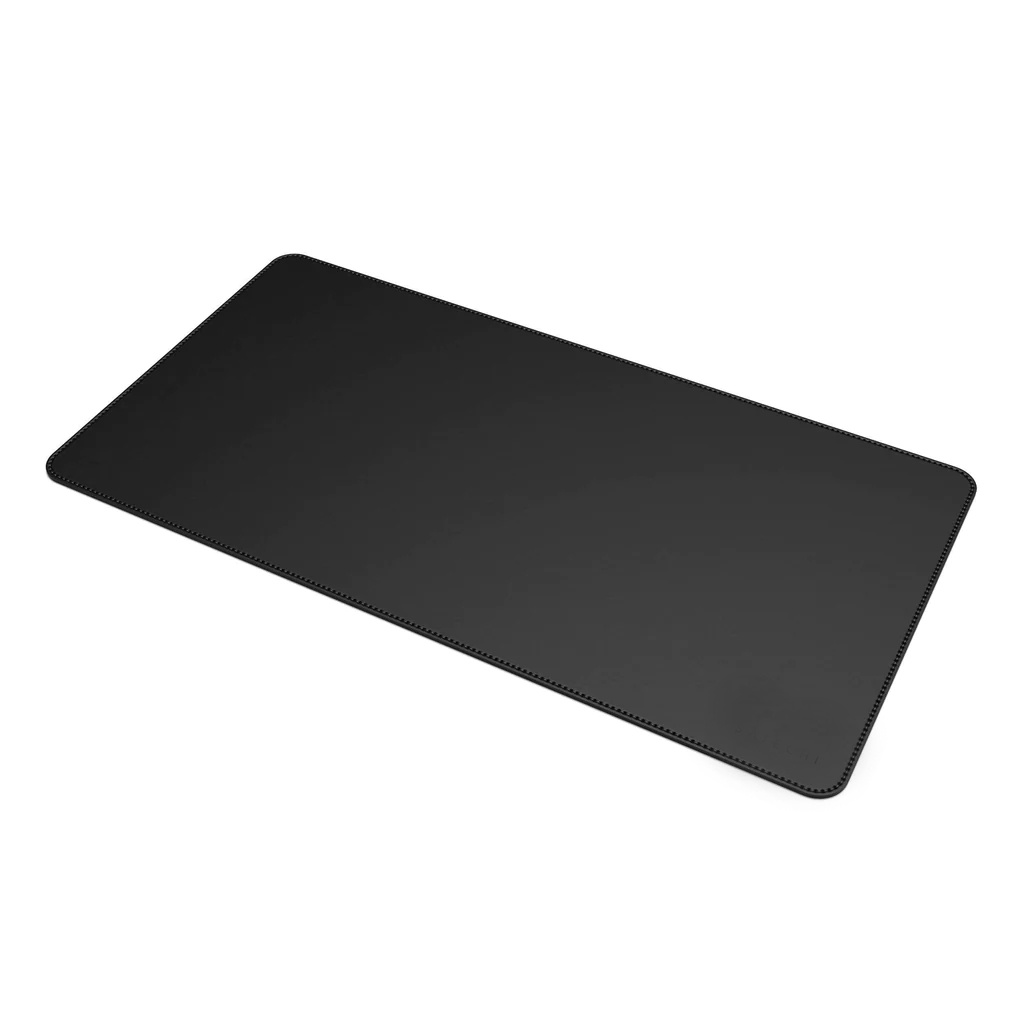 Desk Pad Gigante Couro Preto Feltro Costurado Básico