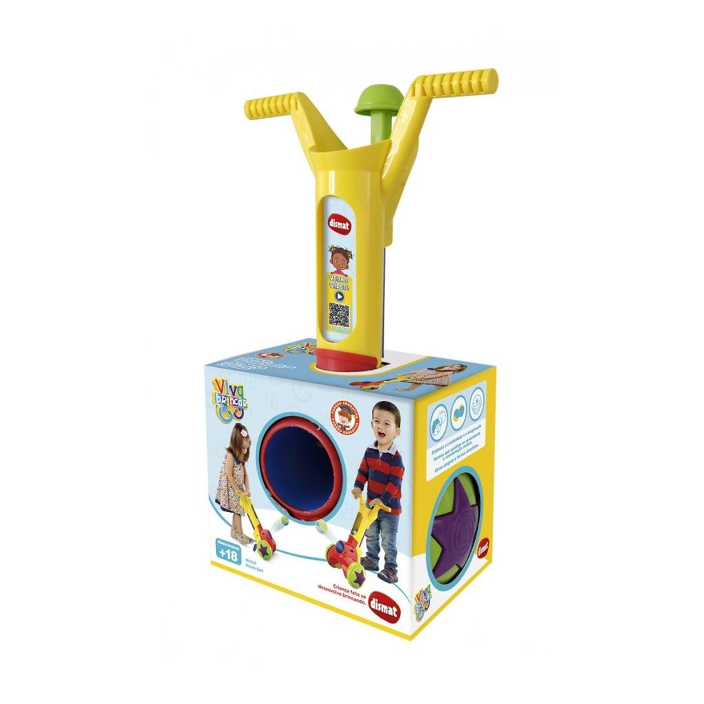 Lançador Boom Ball Dismat com 4 Bolinhas +18 Meses Brinquedo Seguro Estimula Coordenação