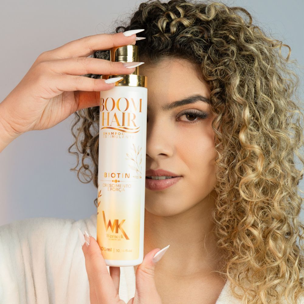 Shampoo Estimulante Boom Hair WK Cosméticos 300ml – Crescimento Acelerado, Fortalecimento Capilar, Antiqueda