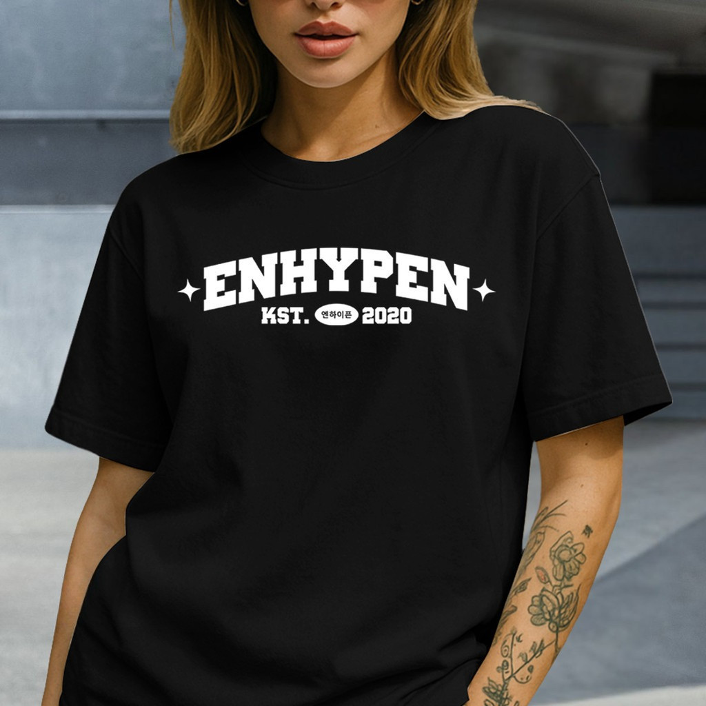 Camiseta Enhypen Hey Tayo Kpop Boy Group Walk the Line Turne Mundial 100% Algodão Envio Rápido