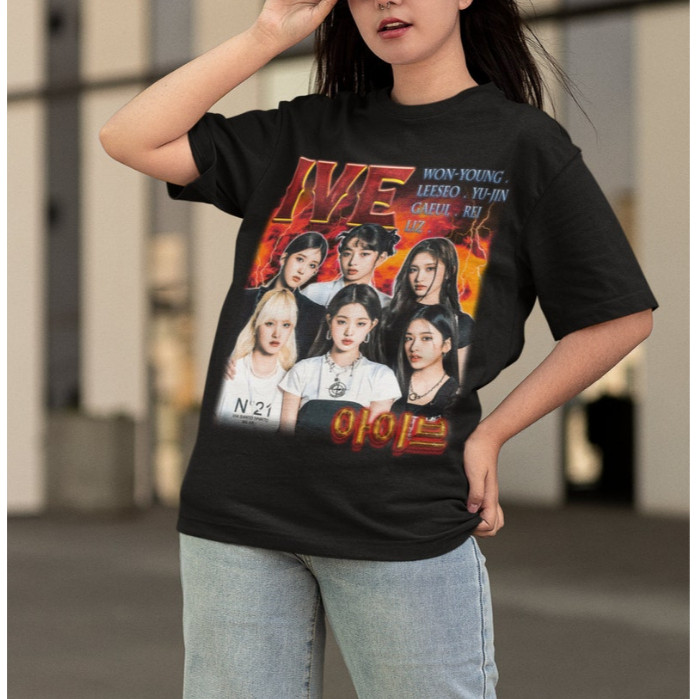 Camiseta T-shirt Unissex Grupo Girl Group IVE Retro Vintage - Promoção
