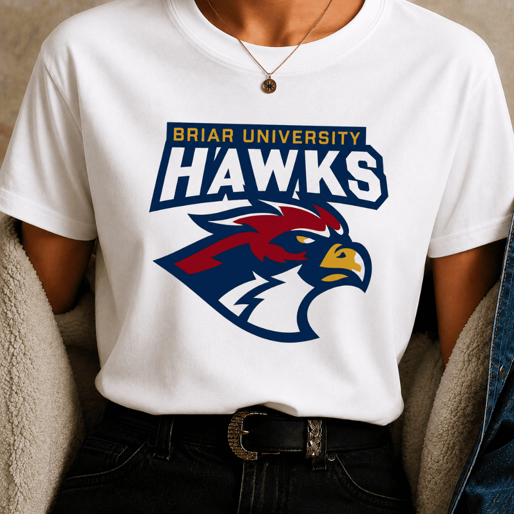 Blusa Gola Redonda Briar University Torcida Go Hawks Camiseta 100% Algodão Unissex Amores Improvaveis Off Campus Serie