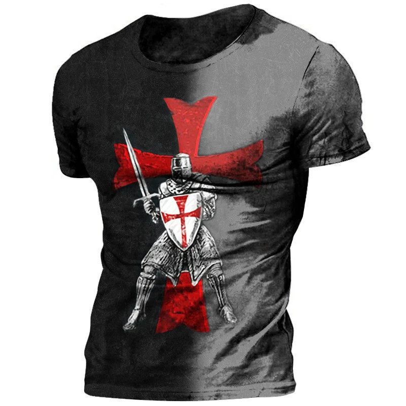 Camiseta Masculina Casual De Manga Curta , Vintage Jesus Nail Cross 
