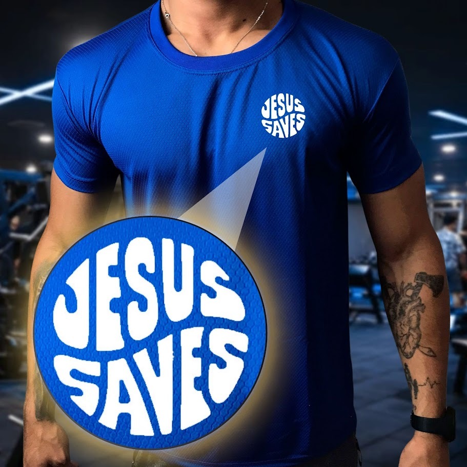 Camisa Dry Fit  Masculina - Modelo Cristão, Gospel ,Jesus Salva 01 Academia,Corrida,CrossFit,Ideal Para Treinos Intensos