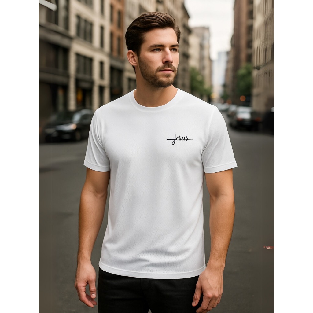 Camisa Dry Fit  Masculina - Modelo Jesus 01 - academia, Corrida, CrossFit, Ideal Para Treinos Intensos, Esportivo Camisa