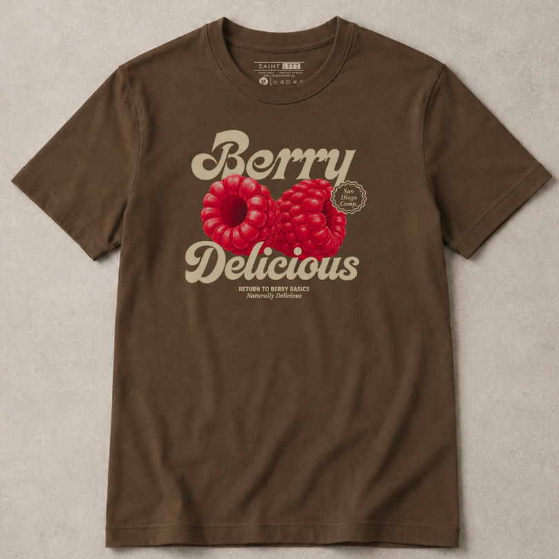 Camiseta Camisa Feminina Básica Estampada Casual 100% Algodão Dia a Dia DTF Berry Delicious Gringa