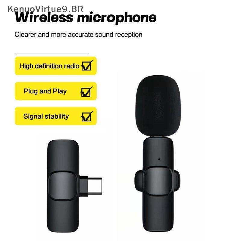 Microfone Sem Fio KVBR K9 Tipo-C 1 Para 1 De Lapela Gravação De Smartphone Podcast Jelly