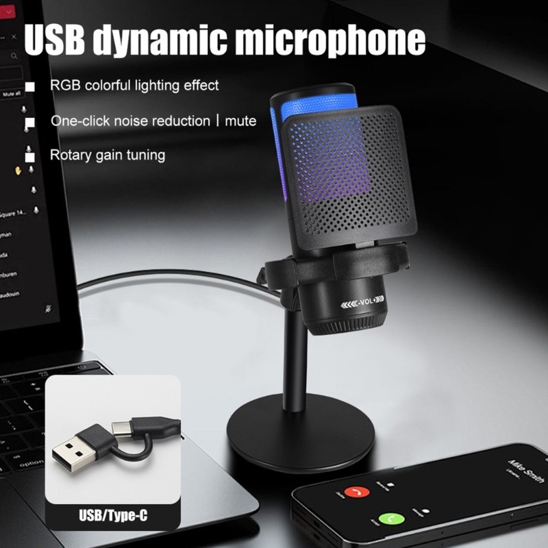 KOKO Microfone Condensador USB Gravação Profissional Streaming Desktop Podcast Para PC Computador Laptop