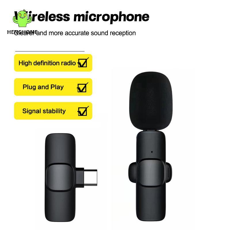 HENGHOME Microfone Sem Fio K9 Tipo-C 1 Para 1 De Lapela Gravação De Smartphone Podcast Novo