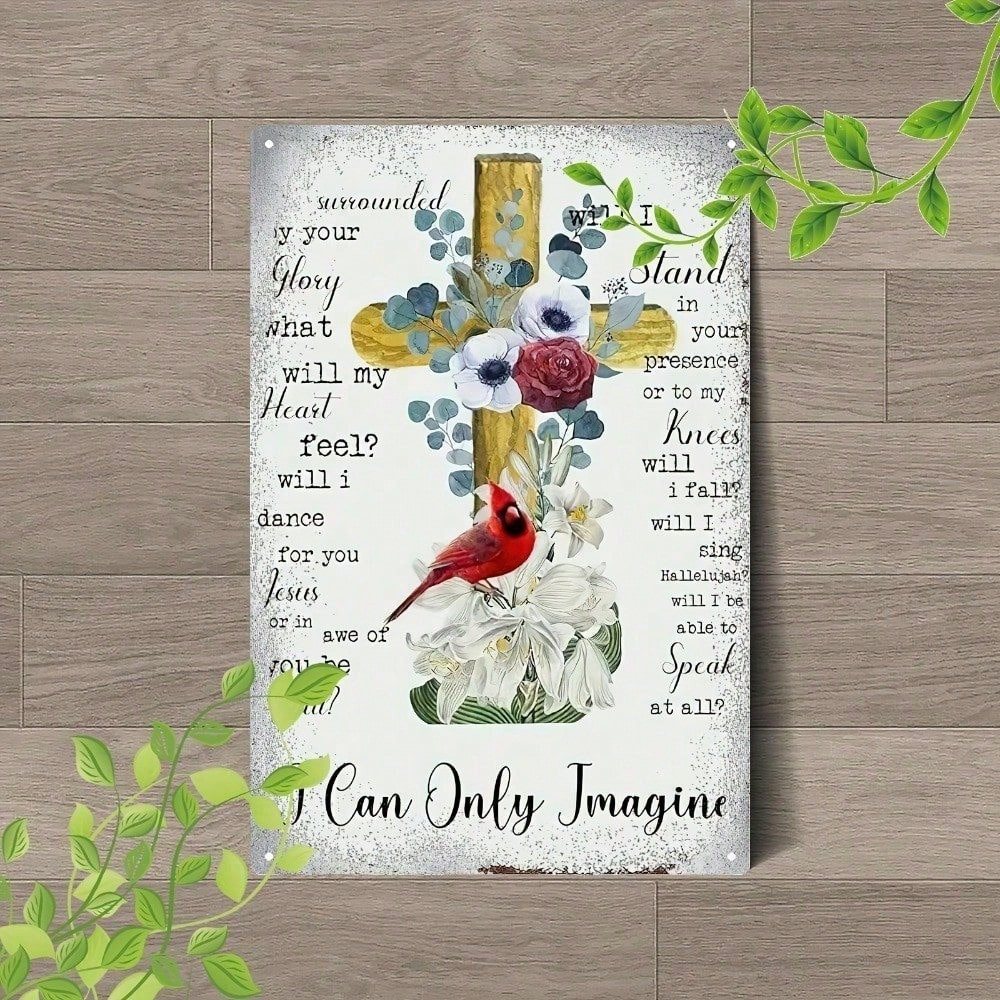 Oláyoung Vintage Christian Cross Wall Decor Sinal De Alumínio Arte Religiosa Rústica Para Casa
