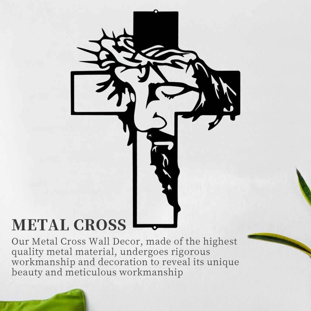 HELLOYOUNG Christian Cross Metal Sign Decoração De Parede À Prova De Ferrugem