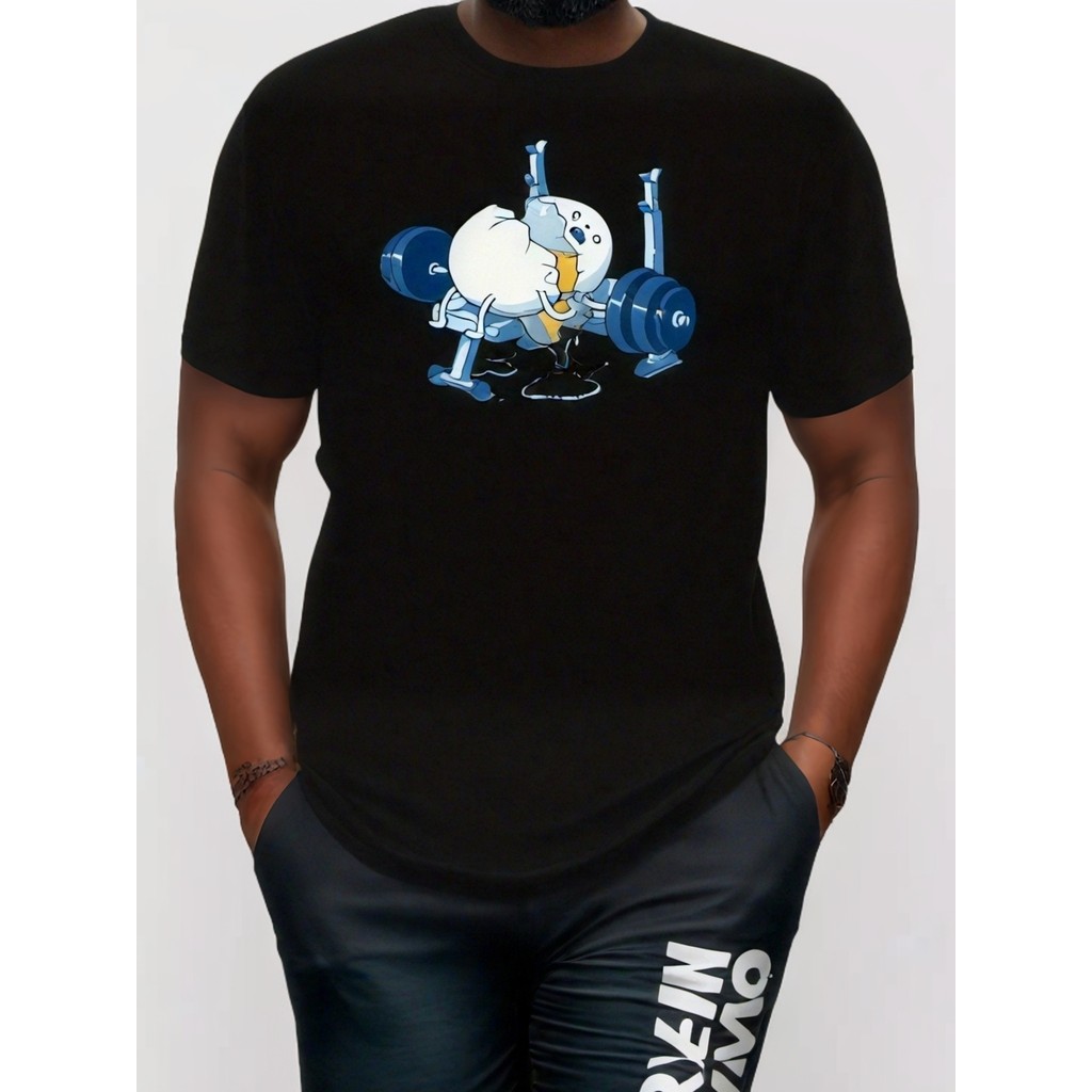 Camiseta T-shirt Algodão Plus Size Funny Lifting Broken Egg Graphic Casual Confortável Divertida Estilosa Verão