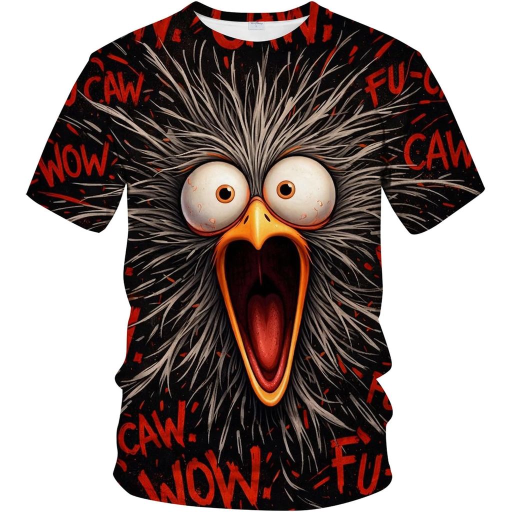 Blissboy Funny Chicken Graphic Camiseta Novidade Camisa De Manga Curta Com Gola Redonda