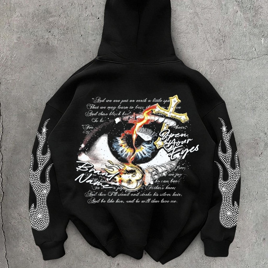 Moletom Canguru INFANTIL Capuz Flame dream eyes da American High Street, Estampa Retro com Slogan, Oversized e Solto