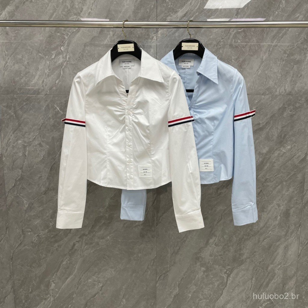 LZUK New season double-sleeve pleated waist-cinching long-sleeve shirt, youthful single-breasted slim-fit shirt, trendy