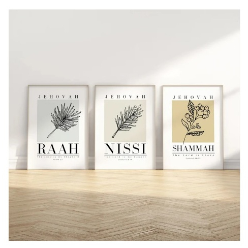 Quadros decorativos Christian Wall Art conjunto de 6 Bíblia para quarto (3 peças)
