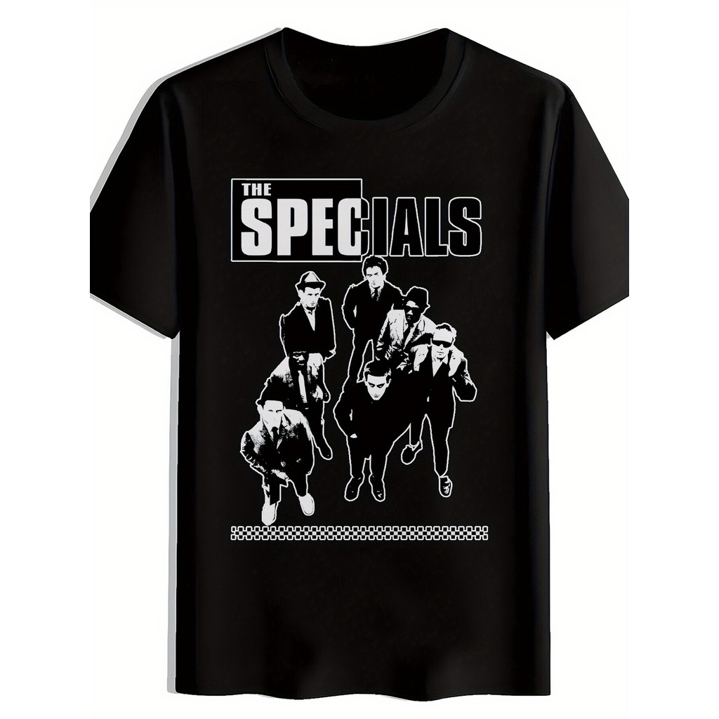 Camiseta Masculina Casual De Algodão Estilo Rock Com Estampa Retrô Da Banda The Specials