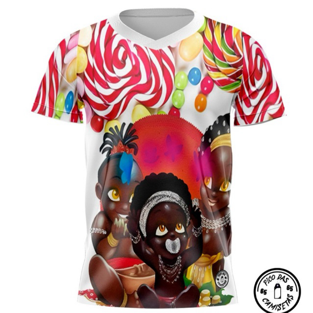 Camiseta Erê Matriz Africana Religiosa Colorida Full Print Dry Fit Unissex