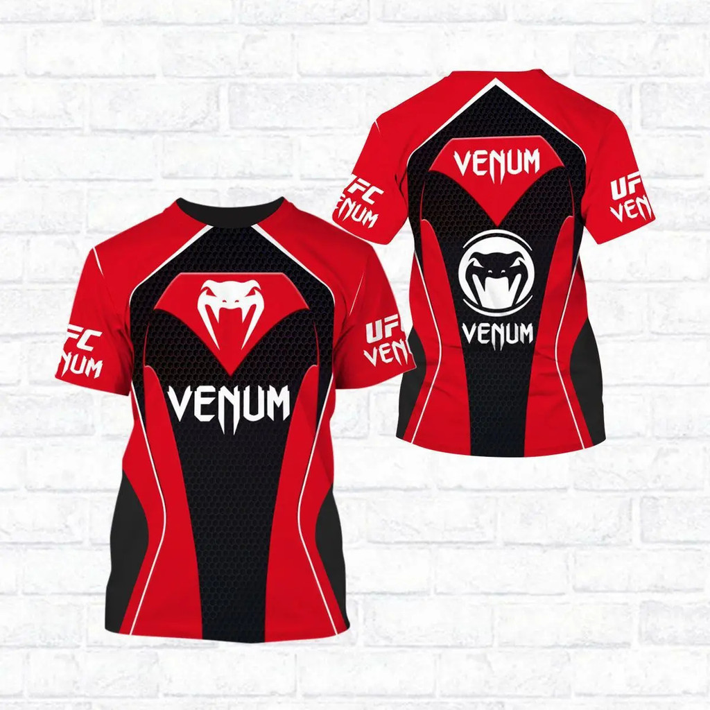 Camiseta Masculina De Combate De Secagem Rápida Venum Snake Emblem UFC Print Athletic Workout Manga Curta Gola Redonda
