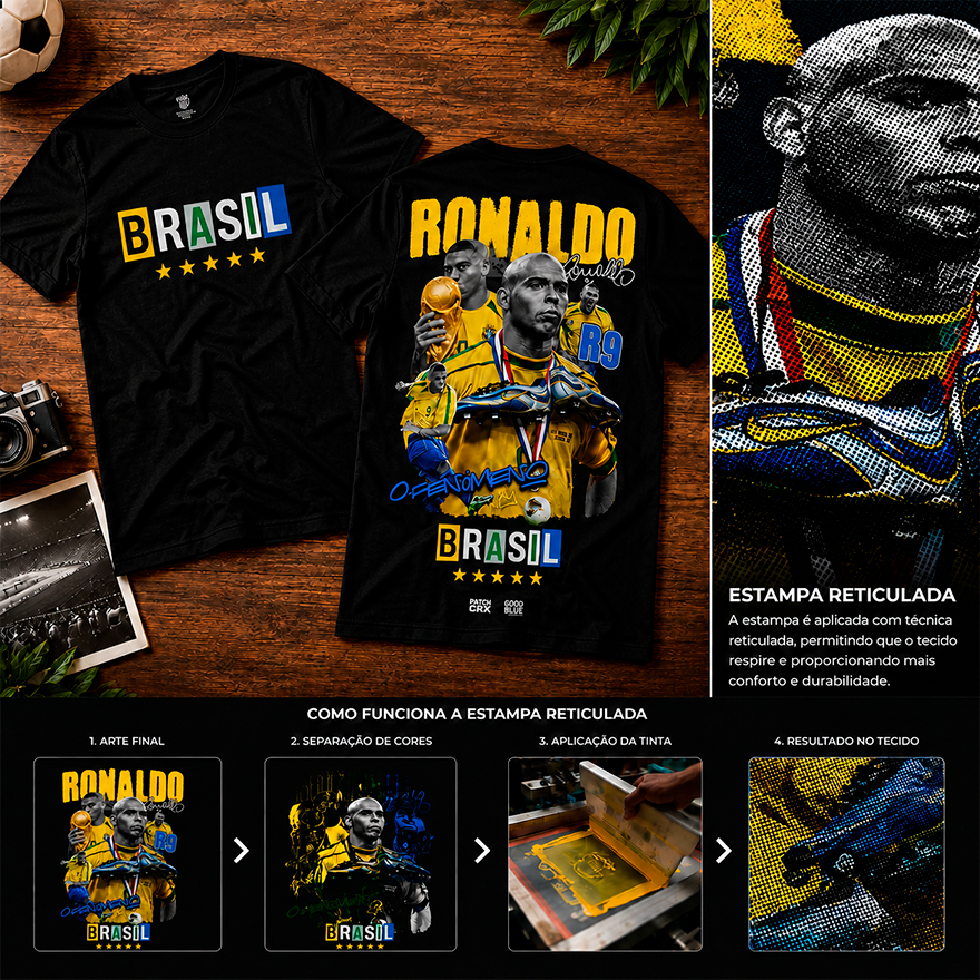 O Fenômeno Brasil Futebol Retrô Homenagem Copa Looping Print