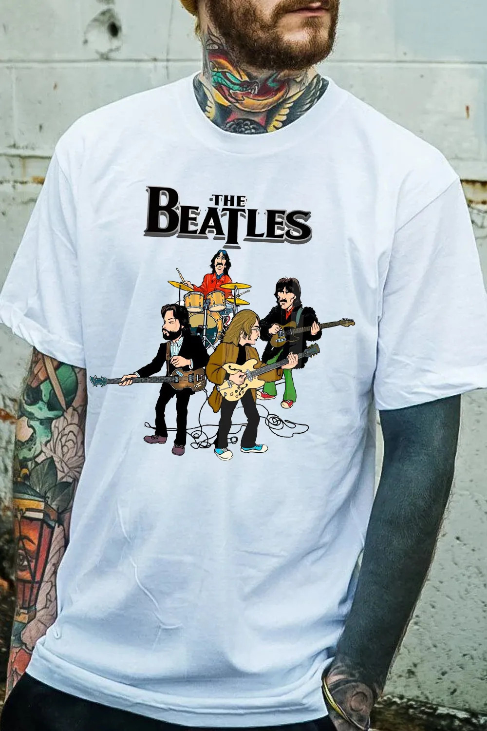 Venda Quente Limitada The Beatles Band T Shirt Mens Womens Cotton Tees Ummer Casual Manga Curta Em Torno Do Pescoço Roup