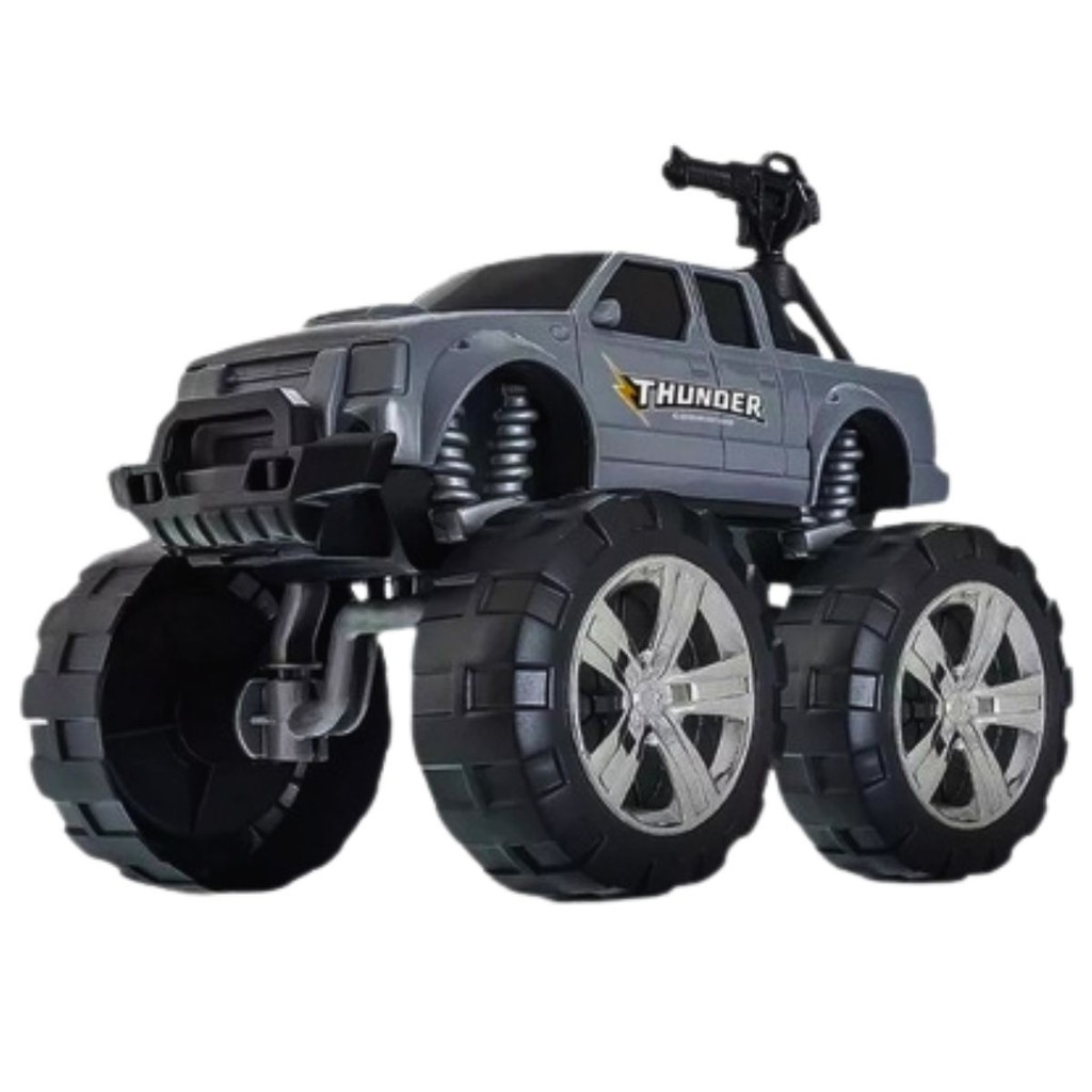 Brinquedo Carro Pick-up Thunder Commando Usual Cinza Acompanha Card E Acessórios