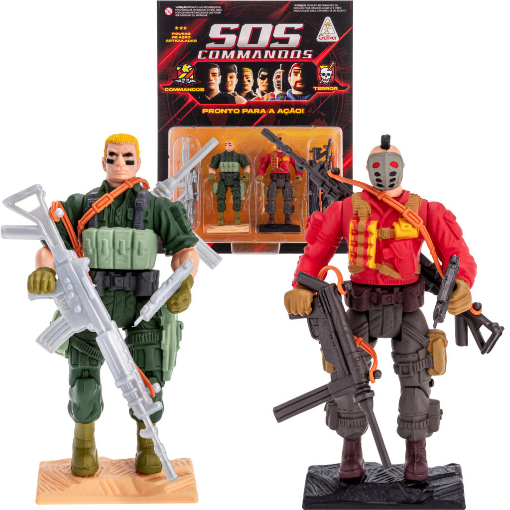 Bonecos SOS Commandos Vs Terror White Billy x Gladios Soldados Brinquedo Gulliver