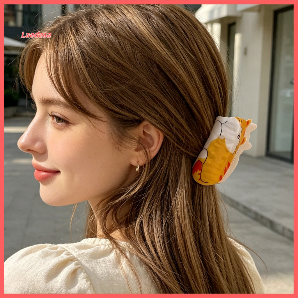 Cartoon Kitten Hair Clip Half-up Accessory Women’s Claw Widened Shark Tooth Design Cute Cat Style Strong Grip for Medi