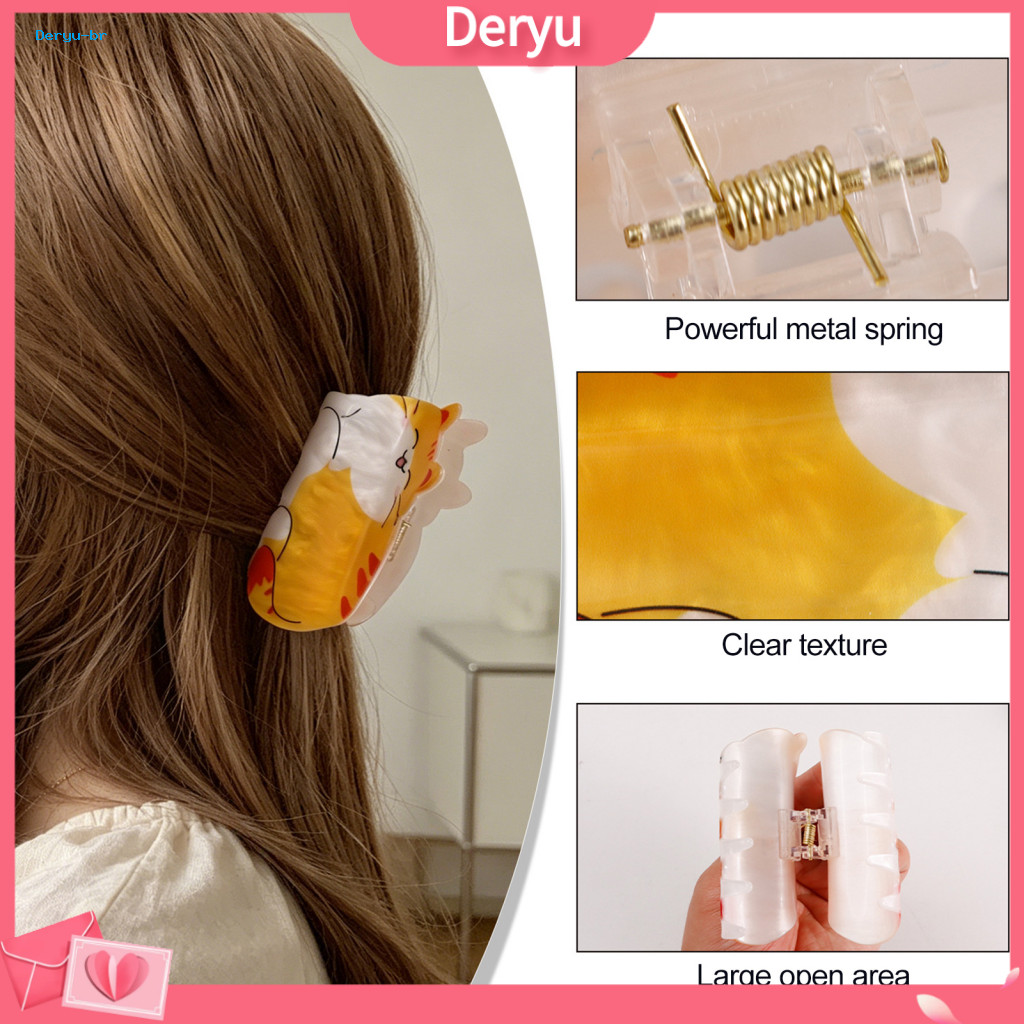 Colorful Cat Design Hair Claw Women’s Clip – Widened Shark Tooth Cute Cartoon Style Strong Grip for Medium to Long P