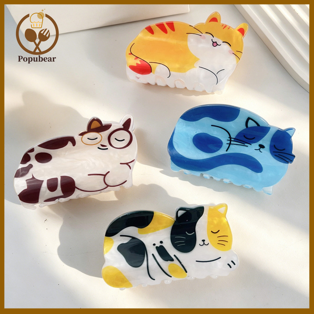 Cartoon Kitten Hair Clip Women’s Claw – Widened Shark Tooth Design Cute Cat Style Strong Grip for Medium to Long Per