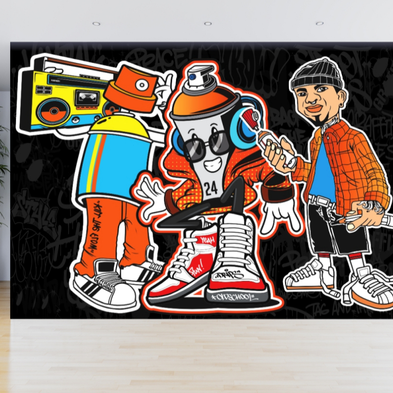 Papel de Parede Grafite Arte Urbana Graffiti Adesivo Gamer Bomb Pixação Tag Hip Hop Rap Break - #022